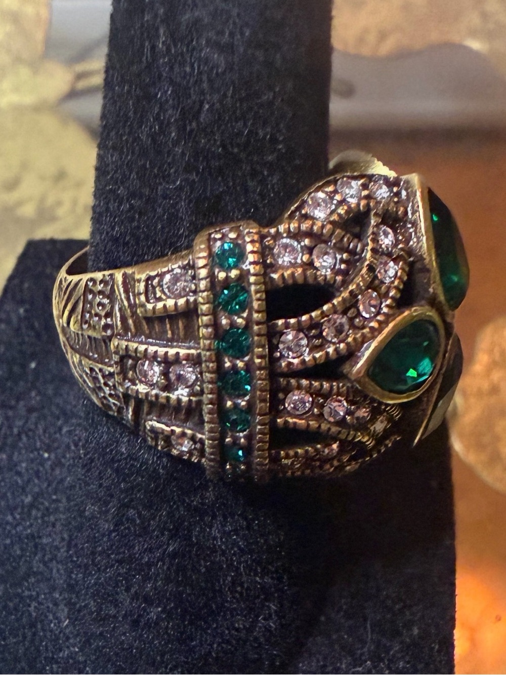 Heidi Daus "Emerald City" Cocktail Ring Size 6 - Picture 8 of 9